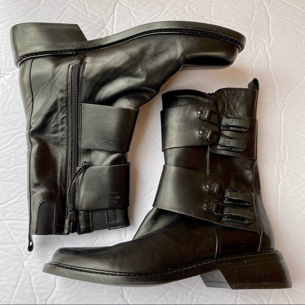 Donald J Pliner Double Buckle/ Hardware Combat Rock Moto  Boots - Picture 2 of 10